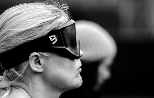 Blind athlete with goggles